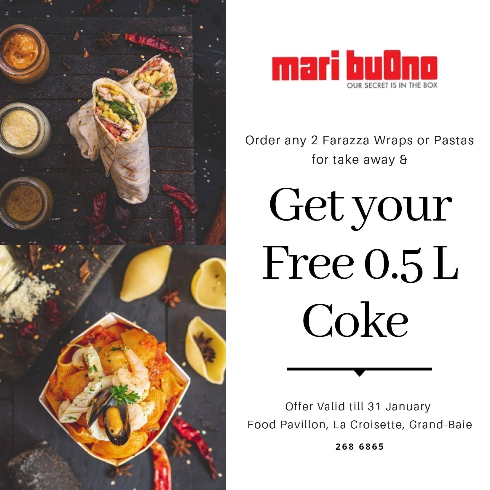 Get a 0.5L Coke for FREE at Mari Buono Get a 0.5L Coke for FREE at Mari Buono